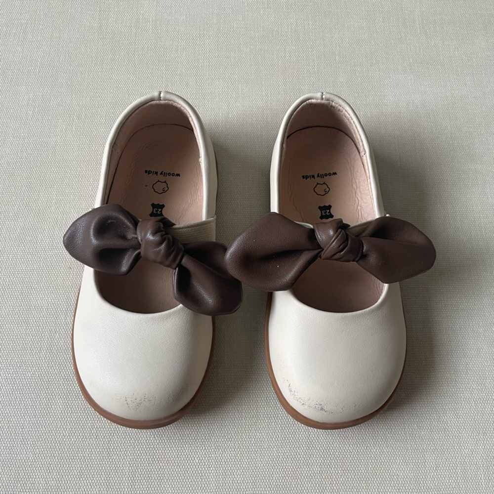 Woolly Kids Toddler Bow Ballet Shoes - Cream